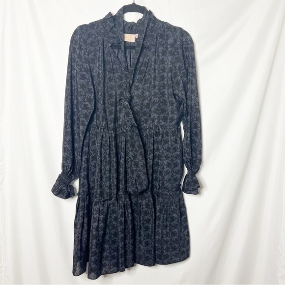 Rungolee Navy and Black Lion Print Tiered Ruffle Dress XS - Picture 1 of 4
